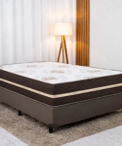 Colchão Casal Livina Plus Molas Ensacadas Orthoside + Box Casal Sued Marrom Ortobel - 138x188x67 | Suporta até 220kg