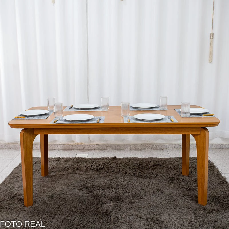 Mesa de Jantar Londrina 180x90 Cinamomo Rufato + 6 Cad. Isabela Linho Cinza 05 Madeira - KM Decor - Imagem 2