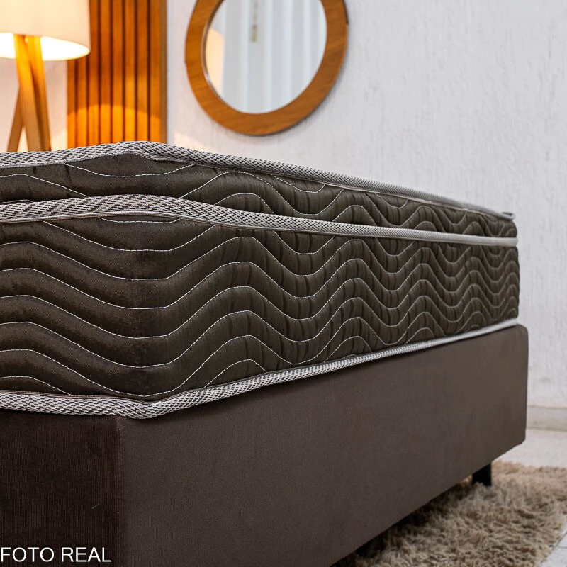 Colchão Casal Ortopédico EPS Light Ortobom + Box Casal Sued Marrom Ortobel - 138x188x62 | Suporta até 260kg - Imagem 3