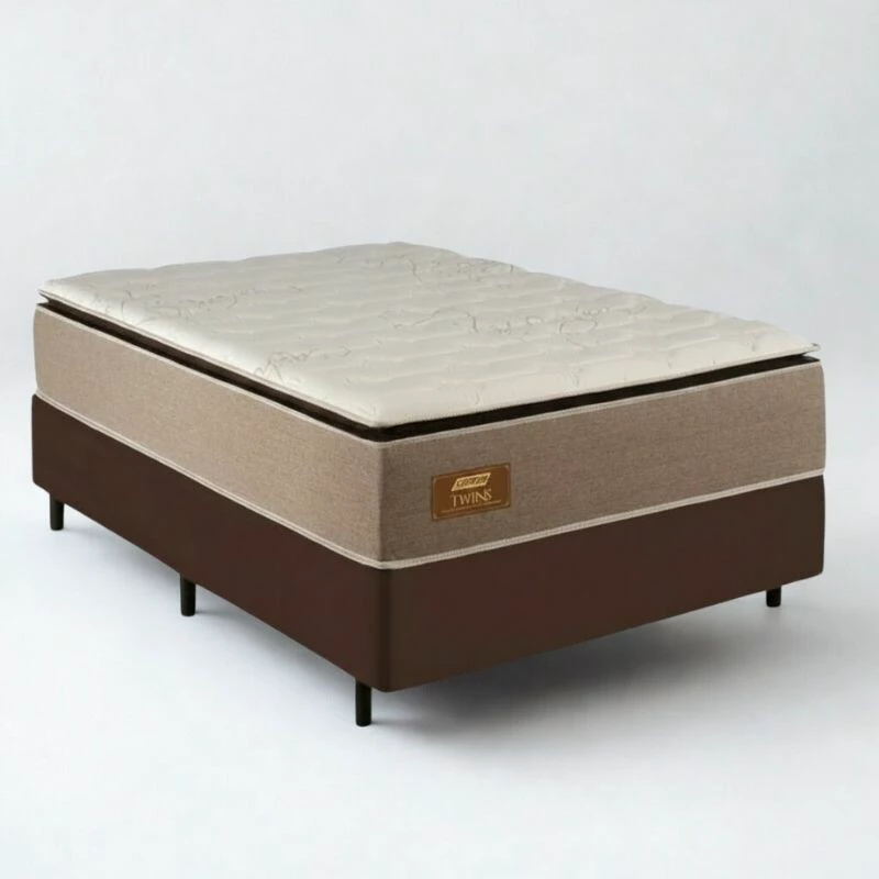 Colchão Casal Twins D33 Molas Ensacadas Gazin + Box Casal Sued Marrom Ortobel - 138x188x71 | Suporta até 290kg - Imagem 7