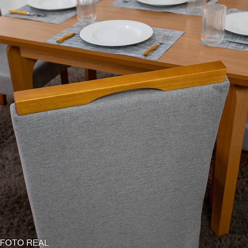 Mesa de Jantar Londrina 120x80 Cinamomo Rufato + 4 Cad. Isabela Linho Cinza 05 Madeira - KM Decor - Imagem 4
