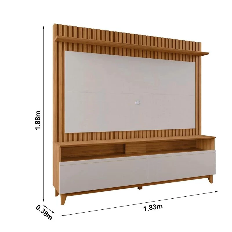 Home NT 1340 Larg. 1.83m Freijó/Off Ripado para TV até 65" - Notável - Imagem 4