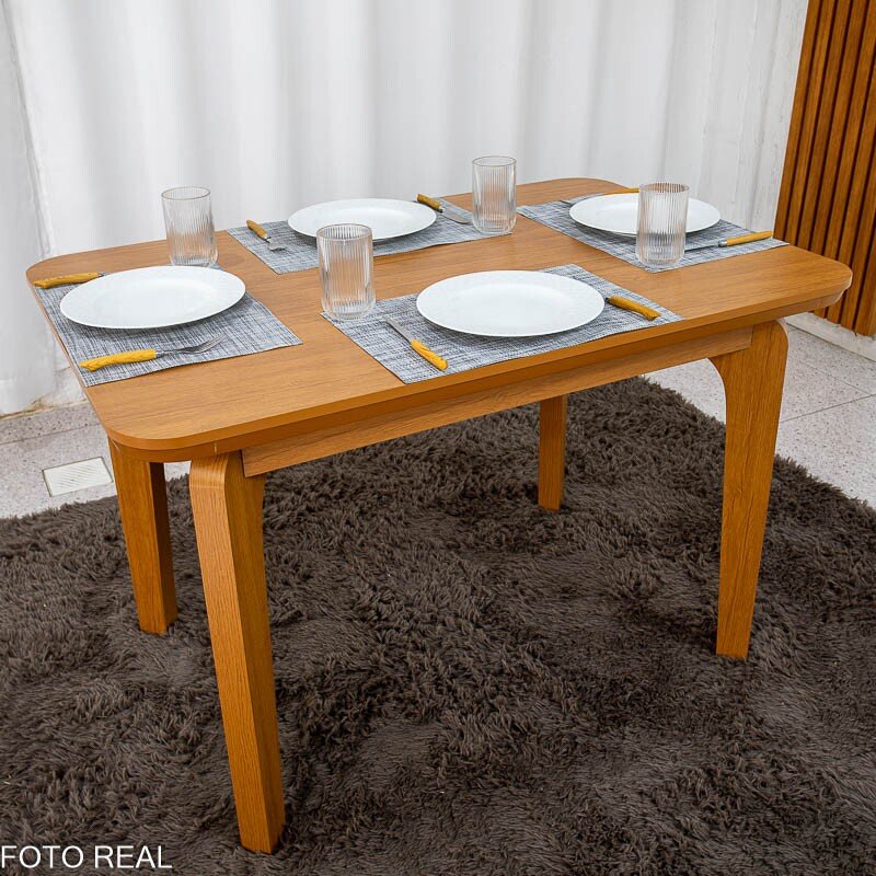 Mesa de Jantar Londrina 120x80 Cinamomo Rufato + 4 Cad. Isabela Linho Cinza 05 Madeira - KM Decor - Imagem 3