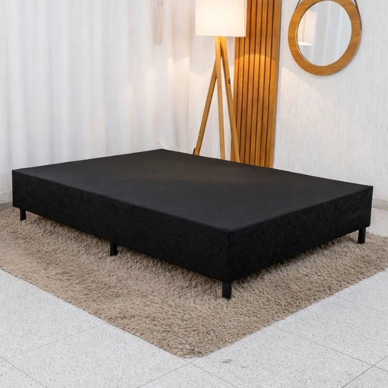 Box Casal Sued Preto Ortobel + Colchão Casal Santé 100% Espuma D33 Altura 20 Nosso Sonho - 138x188x57 | Suporta até 240kg - Imagem 2