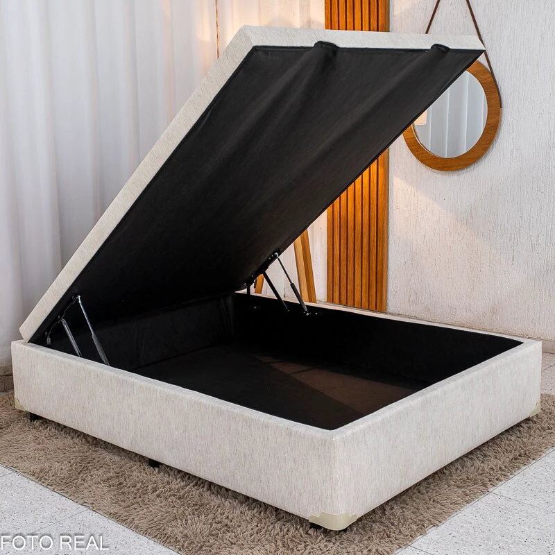 Base Box Baú Casal Prime Confort Corino Palha Blindado 138x188x45 - Issacar - Imagem 8