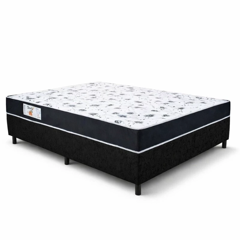Box Casal Sued Preto Ortobel + Colchão Casal Santé 100% Espuma D33 Altura 20 Nosso Sonho - 138x188x57 | Suporta até 240kg - Imagem 8