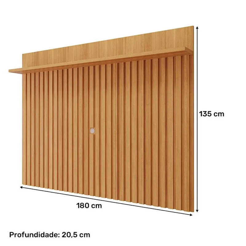 Bancada Moema Larg. 1.85m Off/Cinamomo + Painel Trend Ripado Larg. 1.80m Cinamomo 100% MDF - Permóbili - Imagem 6