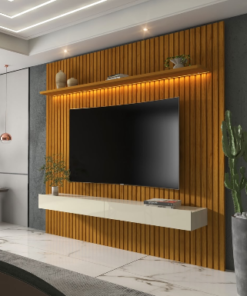 Home até 75″ Nobre Ripado 185(Com Nicho) Naturale/Off White – GELIUS