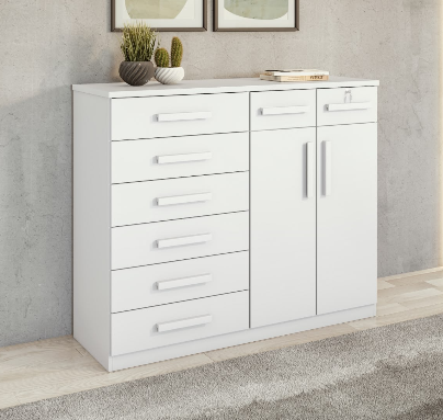 Cômoda 8 Gavetas com Sapateira Dupla Toronto Branco – LOPAS
