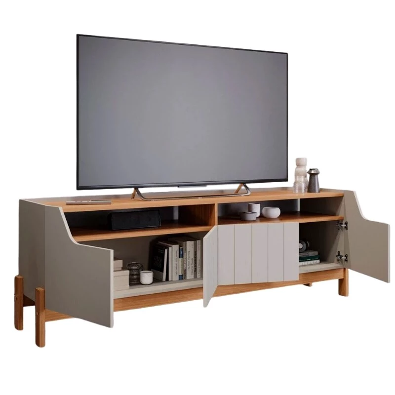 Bancada Moema Larg. 1.85m Off/Cinamomo + Painel Trend Ripado Larg. 1.80m Cinamomo 100% MDF - Permóbili - Imagem 3