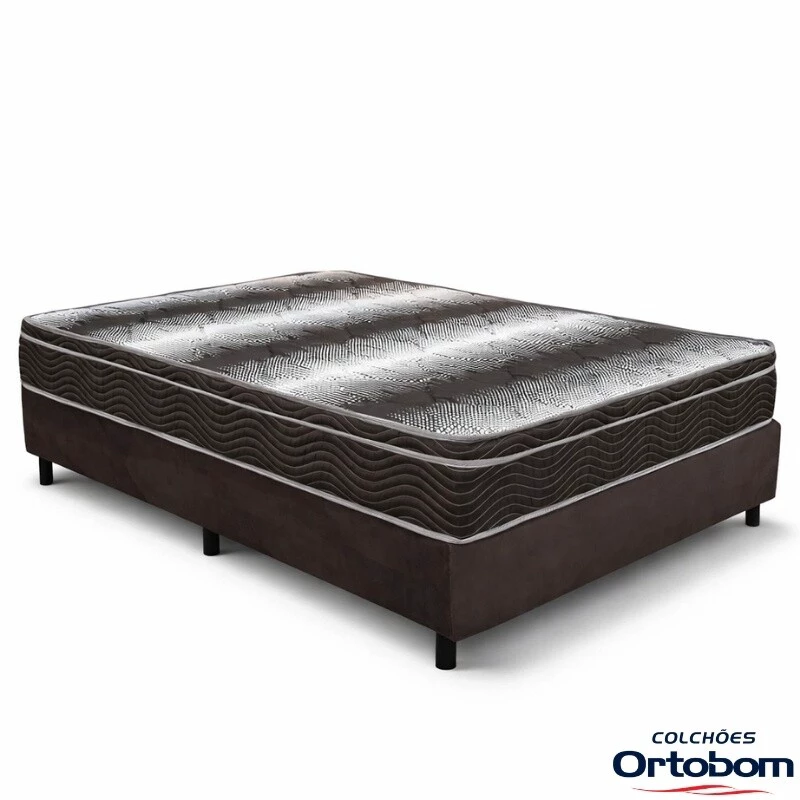 Colchão Casal Ortopédico EPS Light Ortobom + Box Casal Sued Marrom Ortobel - 138x188x62 | Suporta até 260kg - Imagem 7