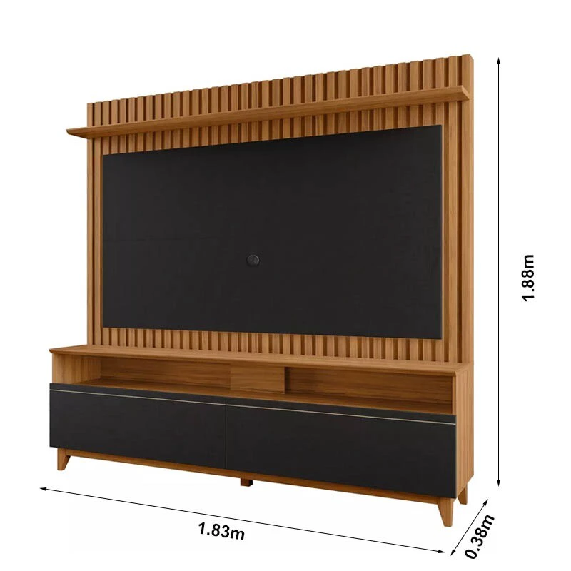 Home NT 1340 Larg. 1.83m Freijó/Preto Ripado para TV até 65" - Notável - Imagem 6