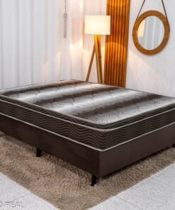 Colchão Casal Ortopédico EPS Light Ortobom + Box Casal Sued Marrom Ortobel - 138x188x62 | Suporta até 260kg