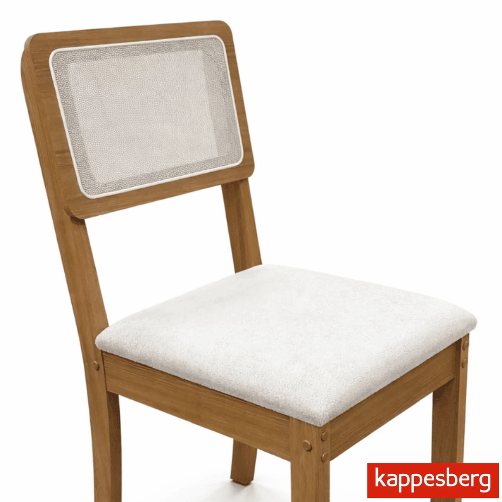Mesa de Jantar BA68 Tampo MDF Madeirado 160X80 + 6 Cad. Gardeni Canela - Kappesberg - Imagem 5