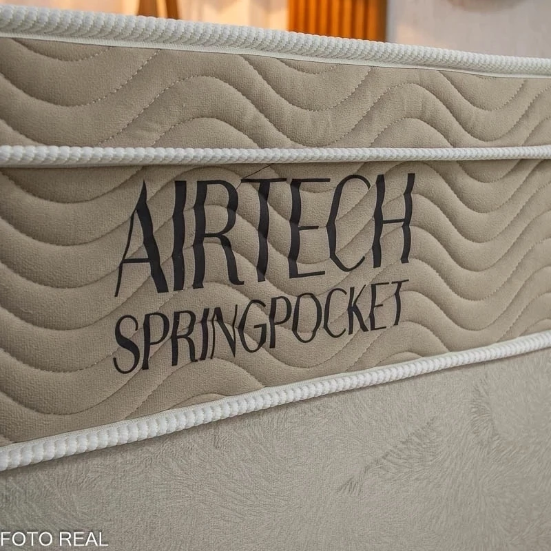 Colchão Casal Airtech Springpocket Molas Ensacadas - Ortobom + Box Casal Sued Bege - Ortobel 138x188x62 | Suporta até 240kg - Imagem 6