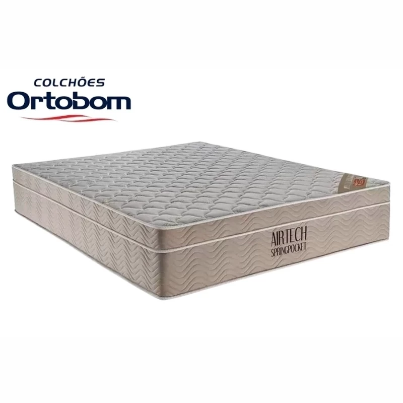 Colchão Casal Airtech Springpocket Molas Ensacadas - Ortobom + Box Casal Sued Bege - Ortobel 138x188x62 | Suporta até 240kg - Imagem 3