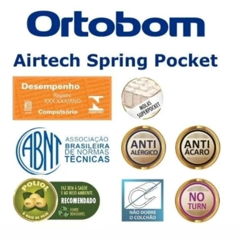 Colchão Casal Airtech Springpocket Molas Ensacadas - Ortobom + Box Casal Sued Bege - Ortobel 138x188x62 | Suporta até 240kg - Imagem 2