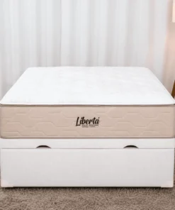 Colchão Casal Libertá Molas Ensacadas - Inovaflex + Base Box Baú Casal Prime Confort Corino Palha Blindado - Issacar 138x188x77 | Suporta até 120kg