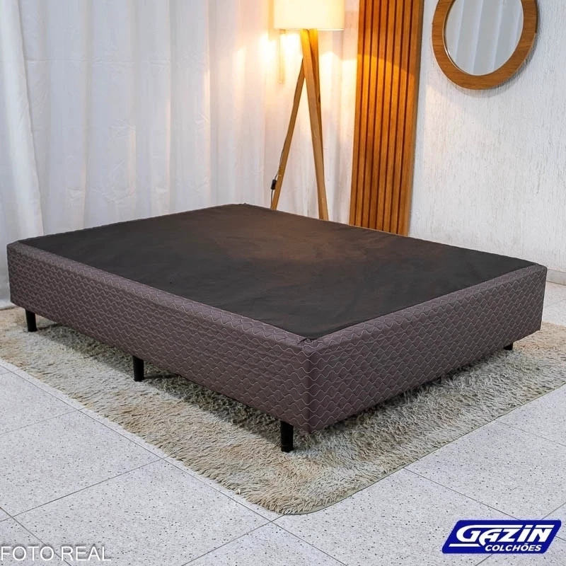 Colchão Casal Montreal 138x188x32 Molas Ensacadas - Viero + Base Box Casal Universal Marrom Bordado - Gazin 138x188x79 | Suporta até 260kg - Imagem 3