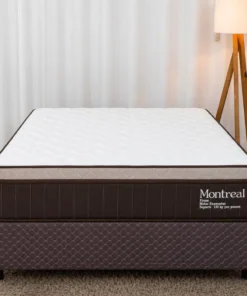 Colchão Casal Montreal 138x188x32 Molas Ensacadas - Viero + Base Box Casal Universal Marrom Bordado - Gazin 138x188x79 | Suporta até 260kg