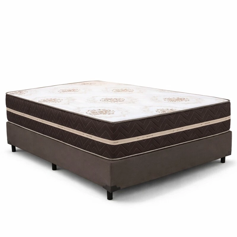 Colchão Casal Livina Plus Molas Ensacadas Orthoside + Box Casal Sued Marrom Ortobel - 138x188x67 | Suporta até 220kg - Imagem 2