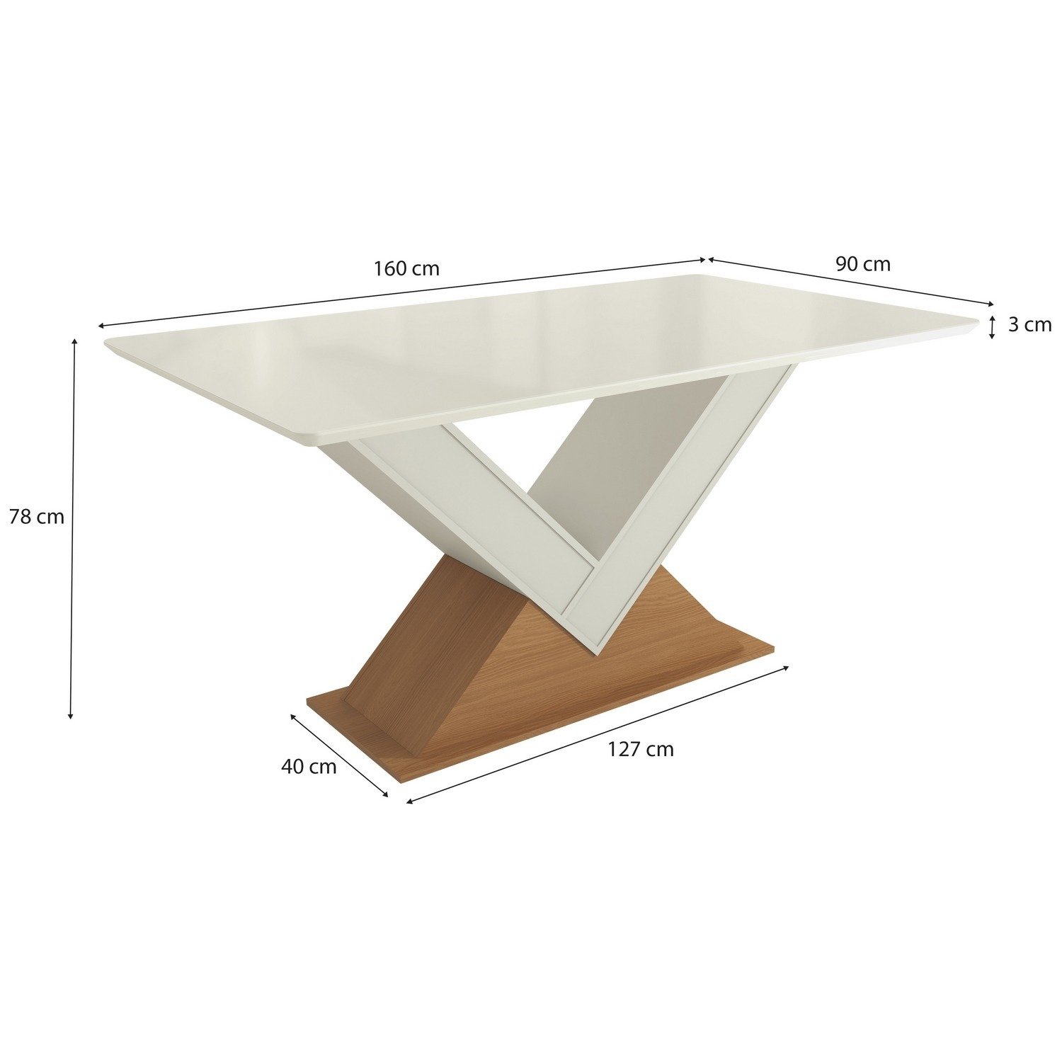 Mesa Amora BA35 160 Canela/Off White + 6 Cadeiras Ravenna Linho Cinza – KAPPESBERG + GARDIM MÓVEIS - Imagem 2