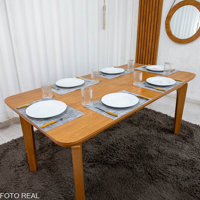 Mesa de Jantar Londrina 180x90 Cinamomo Rufato + 6 Cad. Isabela Linho Cinza 05 Madeira - KM Decor - Imagem 3