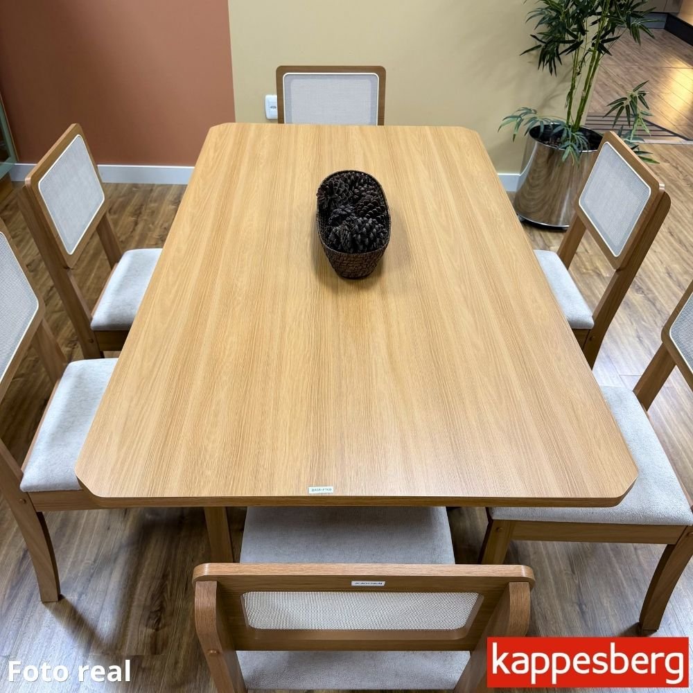 Mesa de Jantar BA68 Tampo MDF Madeirado 160X80 + 6 Cad. Gardeni Canela - Kappesberg - Imagem 9