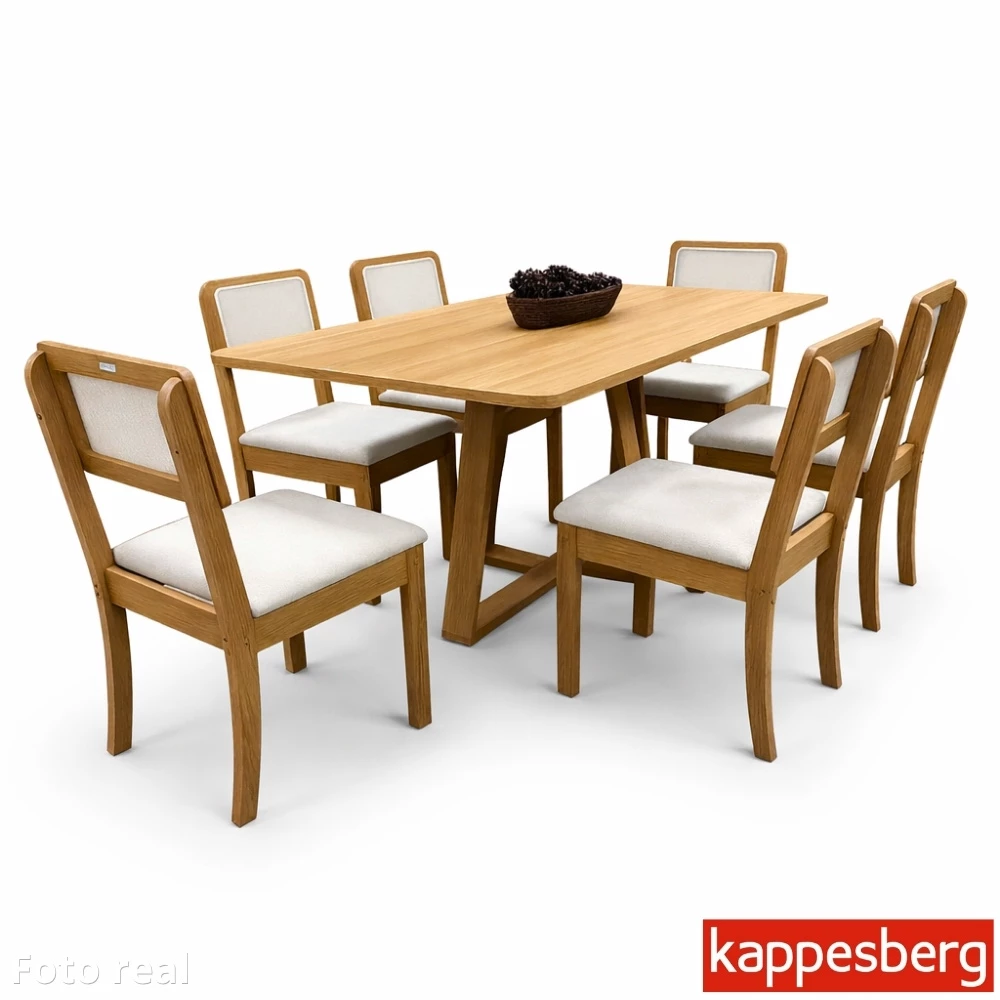 Mesa de Jantar BA68 Tampo MDF Madeirado 160X80 + 6 Cad. Gardeni Canela - Kappesberg - Imagem 10