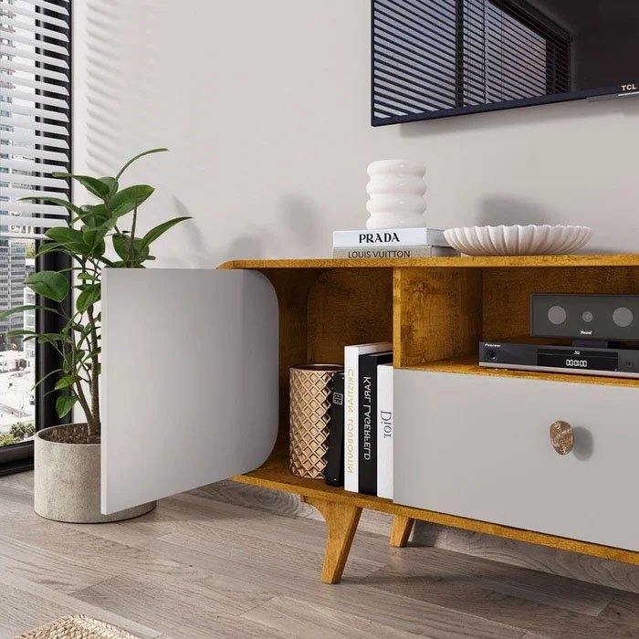 Rack Noronha Larg. 1.56m Nature/Off para TV até 55" - Bechara - Imagem 10