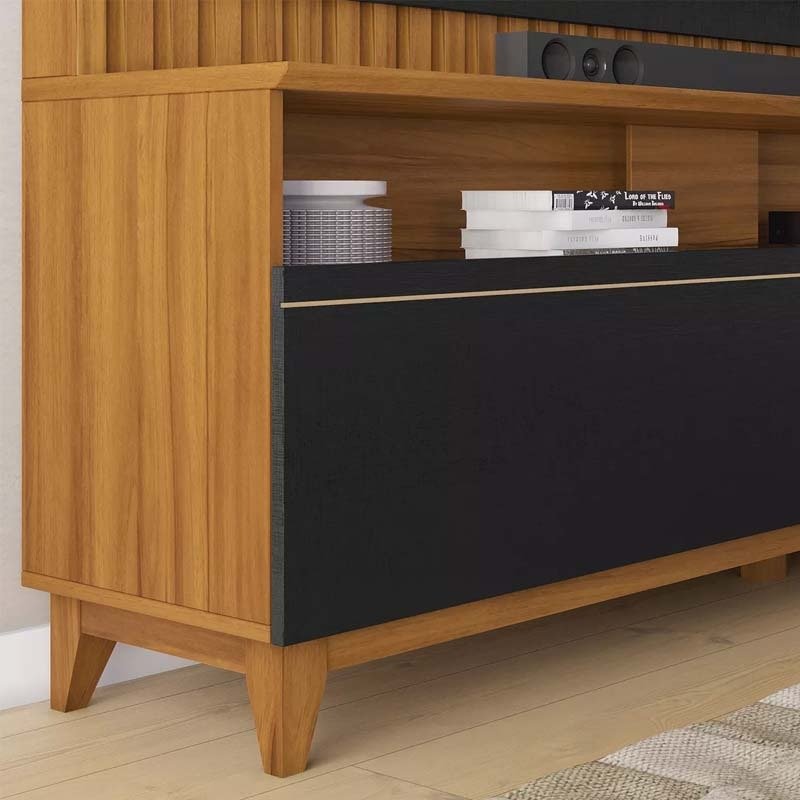 Home NT 1340 Larg. 1.83m Freijó/Preto Ripado para TV até 65" - Notável - Imagem 6