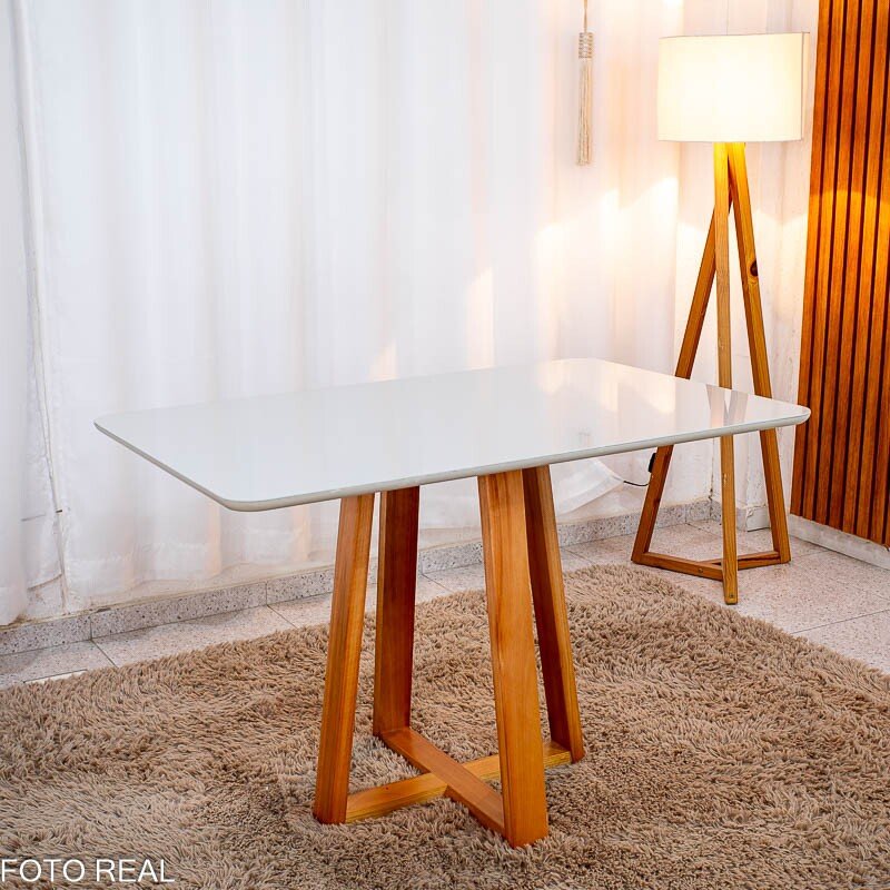 Mesa de Jantar Bali 120×80 Vidro Off/Base Madeira + 4 Cad. Atlanta Linho Bege Cru Madeira Minas Plac - Entregue Montada - Imagem 14