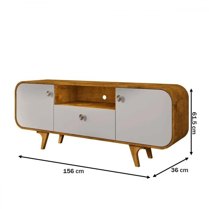 Rack Noronha Larg. 1.56m Nature/Off para TV até 55" - Bechara - Imagem 8