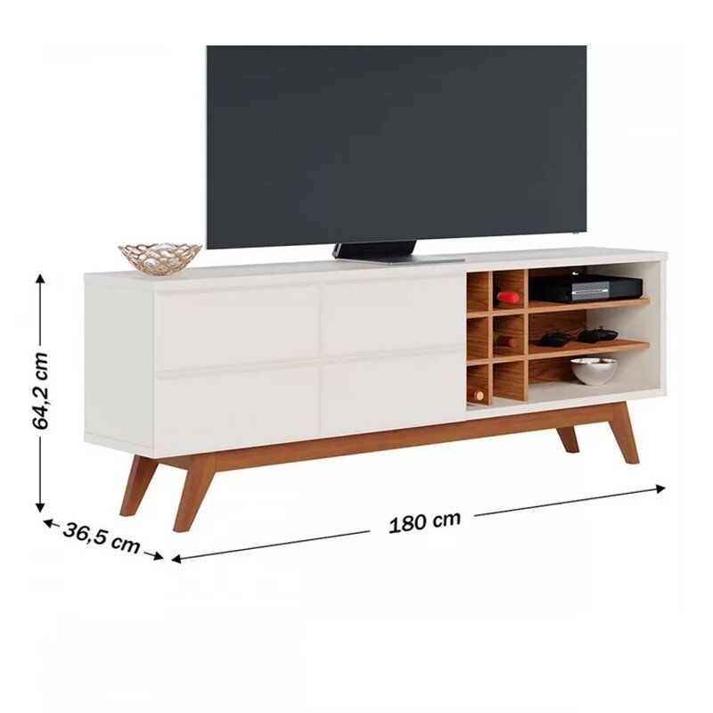 Bancada Noronha Larg. 1.80m Off/Freijó para TV até 70" Colibri - Oferta - Imagem 6