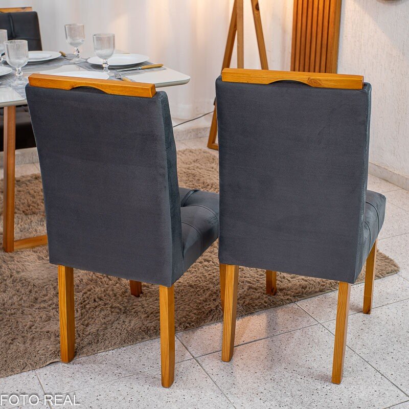 Mesa de Jantar Bali 120×80 Vidro Off/Base Madeira + 4 Cad. Londres Veludo Chumbo Madeira Minas Plac - Entregue Montada - Imagem 22