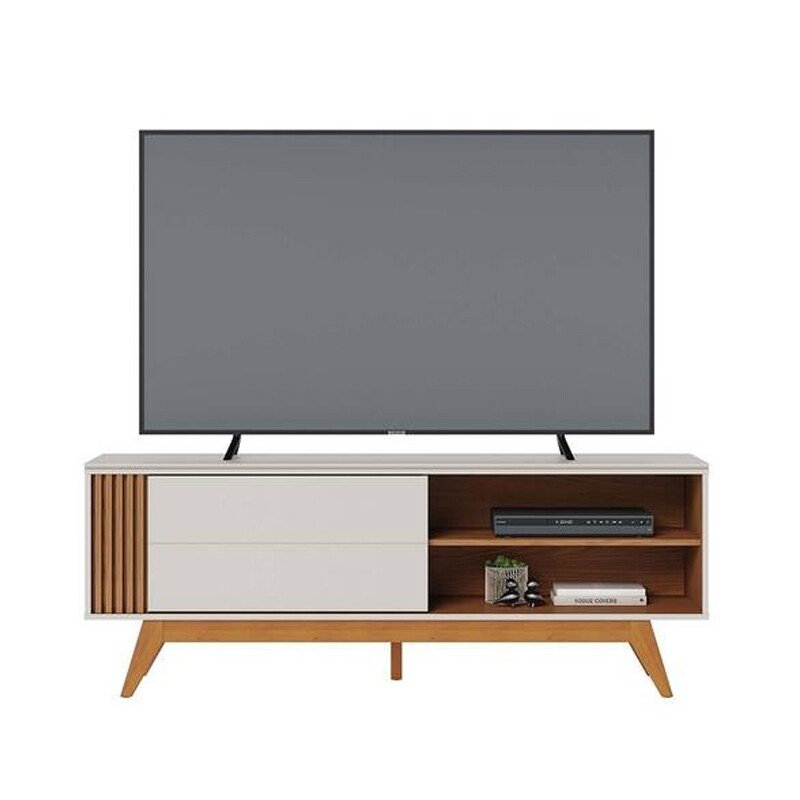 Rack Bancada Otawa Larg. 1.60m Off/Freijó para TV até 65" - Colibri - Imagem 6