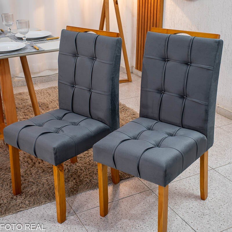 Mesa de Jantar Bali 120×80 Vidro Off/Base Madeira + 4 Cad. Londres Veludo Chumbo Madeira Minas Plac - Entregue Montada - Imagem 20