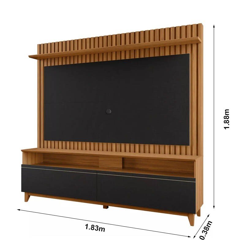 Home NT 1340 Larg. 1.83m Freijó/Preto Ripado para TV até 65" - Notável - Imagem 10