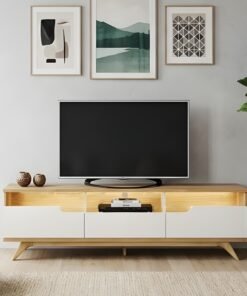 Bancada Diplomata Larg. 2.00m Cinamomo/Off Para TV's até 70 Polegadas - Valdemóveis