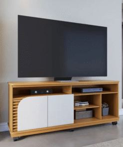 Rack Bancada Jurerê Larg. 1.50m Naturale/Off White Mate para TV até 65"- Colibri