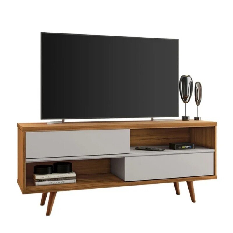 Rack Bancada NT 1180 Larg.1.35m Freijó/Off para TV até 55"- Notável - Imagem 4