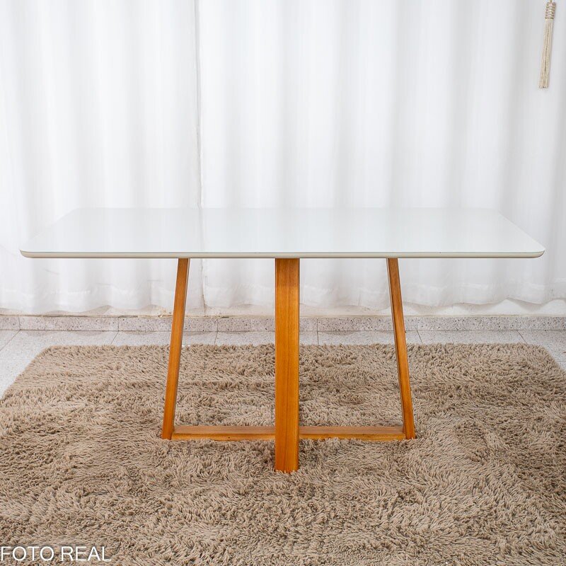 Mesa de Jantar Bali 160×80 Vidro Off/Base Madeira + 6 Cad. Londres Veludo Chumbo Madeira Minas Plac - Entregue Montada - Imagem 18