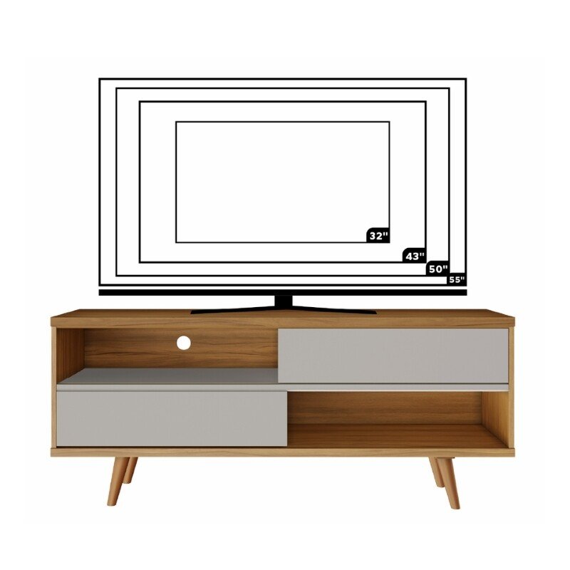Rack Bancada NT 1180 Larg.1.35m Freijó/Off para TV até 55"- Notável - Imagem 6