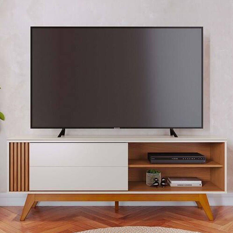 Rack Bancada Otawa Larg. 1.60m Off/Freijó para TV até 65" - Colibri