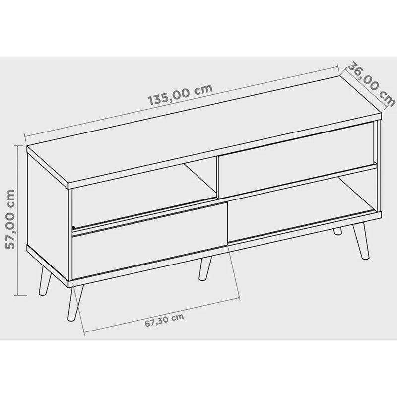 Rack Bancada NT 1180 Larg.1.35m Freijó/Off para TV até 55"- Notável - Imagem 16