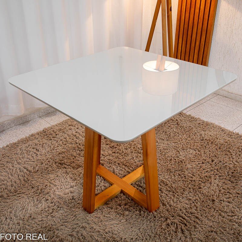 Mesa de Jantar Bali 90×90 Vidro Off/Base Madeira + 4 Cad. Atlanta Linho Bege Cru Madeira Minas Plac - Entregue Montada - Imagem 16