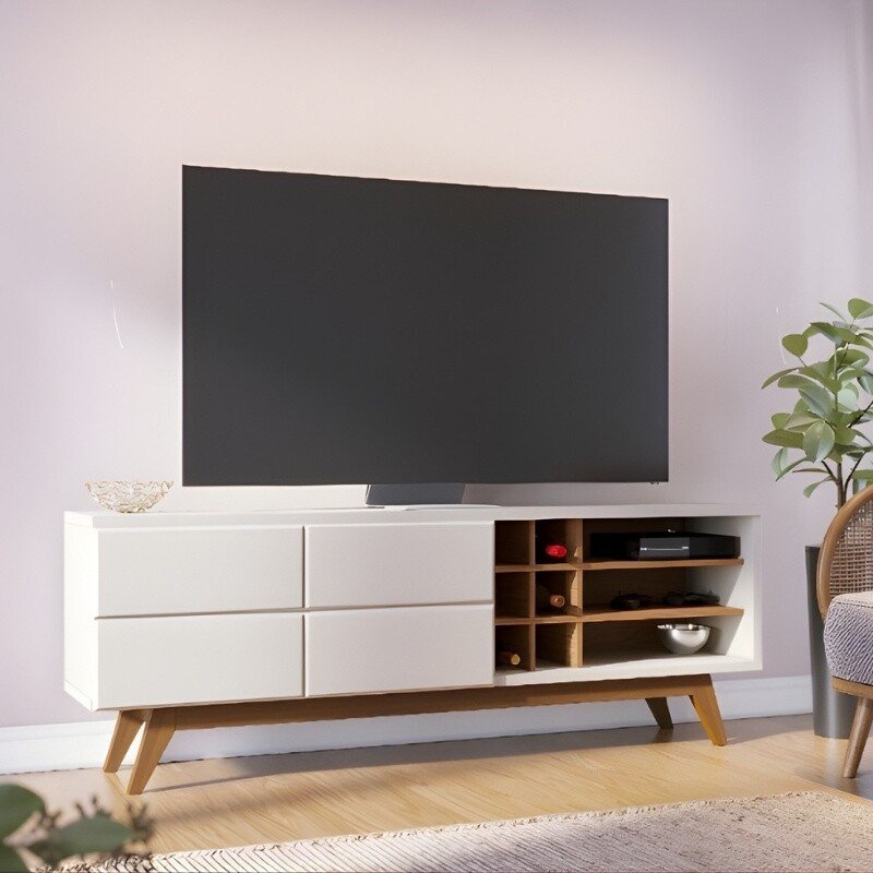 Bancada Noronha Larg. 1.80m Off/Freijó para TV até 70" Colibri - Oferta