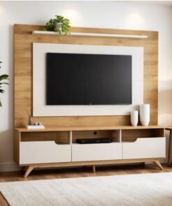 Home Theater Diplomata Cinamomo/Off White Larg. 2.00m para TV até 60'' - Valdemóveis