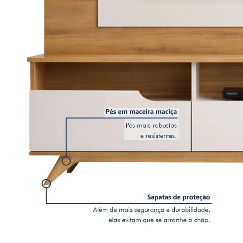 Home Theater Diplomata Cinamomo/Off White Larg. 2.00m para TV até 60'' - Valdemóveis - Imagem 6