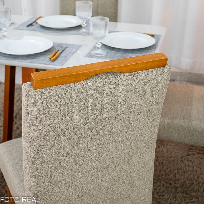 Mesa de Jantar Bali 120×80 Vidro Off/Base Madeira + 4 Cad. Atlanta Linho Bege Cru Madeira Minas Plac - Entregue Montada - Imagem 12